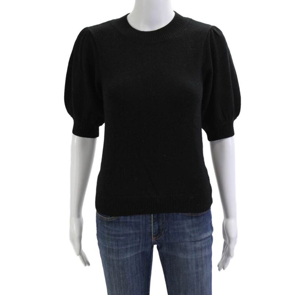 Moth Anthropologie Unisex Black Pullover Sweater Crew Neck Short Sleeve Size XS